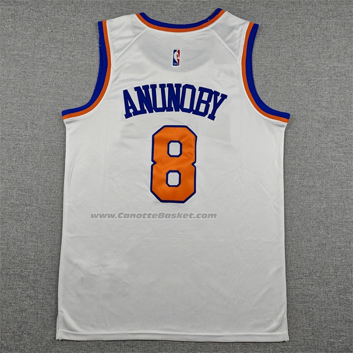 Maglia New York Knicks Og Anunoby No 8 Association 2025-26 Bianco